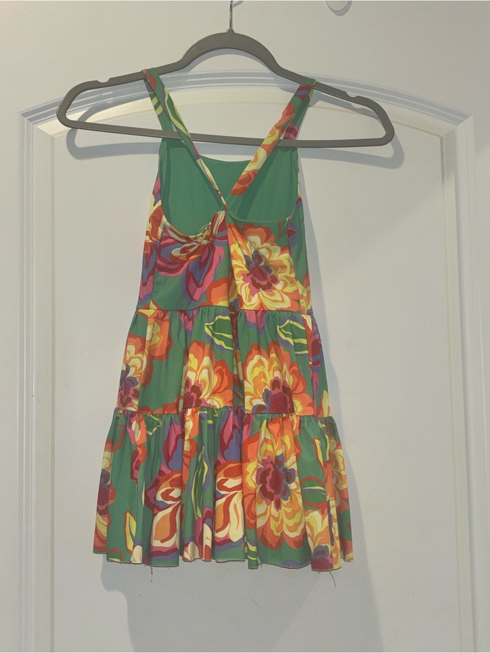 GB girls Teal Dress with Colorful Floral Accents - Picture 4 of 6